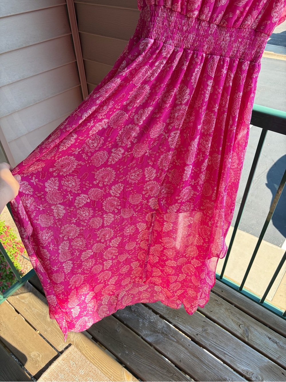 🆕💖MSK Pink Floral Chiffon Maxi Dress Size M Flutter Boho Romantic Wedding Guest - Picture 8 of 17